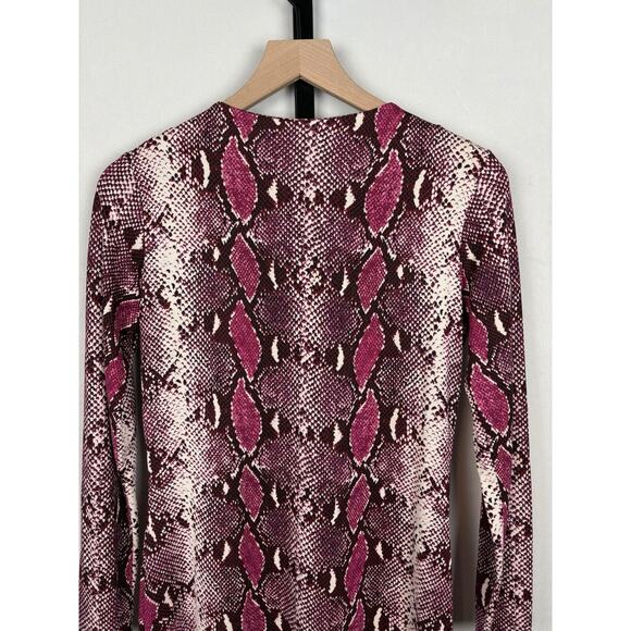 Diane von Furstenberg Purple Snake Print Reina Long Sleeve Dress Silk Sz 6 - Picture 8 of 14